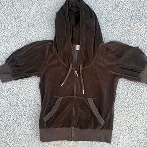 Juicy Couture terry puff Hooded Velour Jacket brown